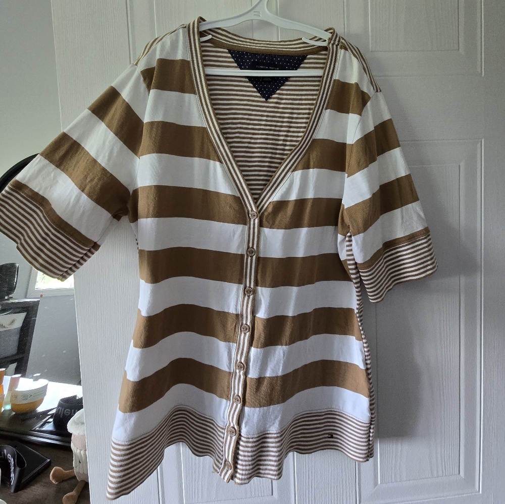 Tommy Hilfiger Striped Button-Up Cardigan